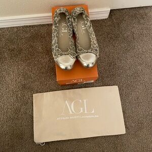 AGL Leopard Print Flats with Gold Cap Toe size 39.5